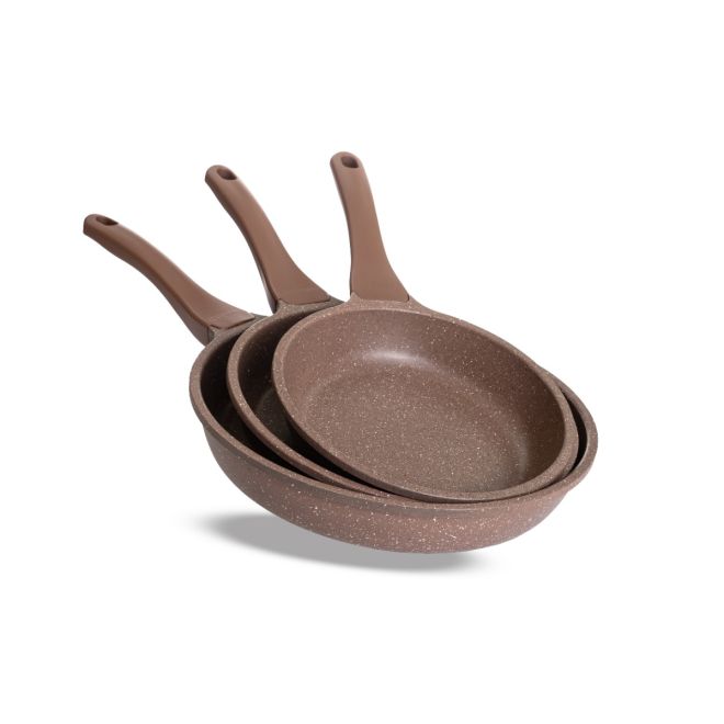 Thermo AD Granite Fry Pan Set 3 PCS 20-24-28 cm Brown