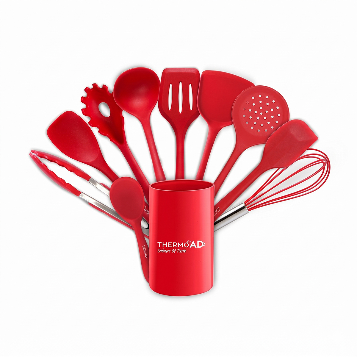 Thermo AD Silicone Kitchen Utensils Set of 11 PCS Red