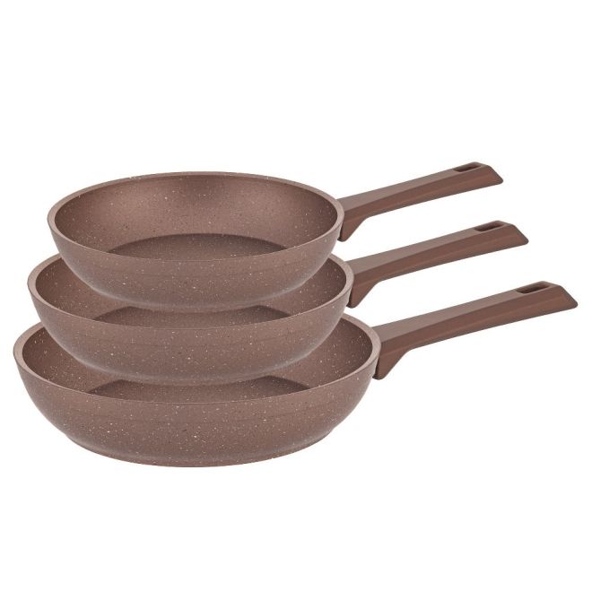 Vivaldi Granite Fry Pan Set 3 PCS 20-24-28 cm Brown