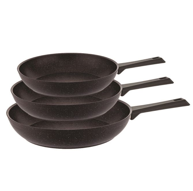 Vivaldi Granite Fry Pan Set 3 PCS 20-24-28 cm Black