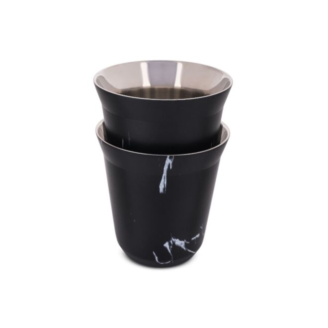 Espresso Stainless Steel Cup 2 PCS 170 ml Black Marbel
