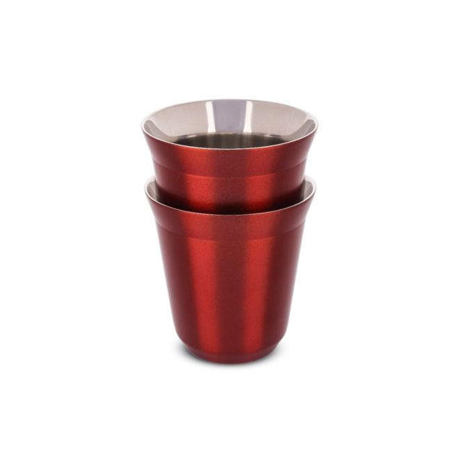 Espresso Stainless Steel Cup 2 PCS 170 ml Dark Red