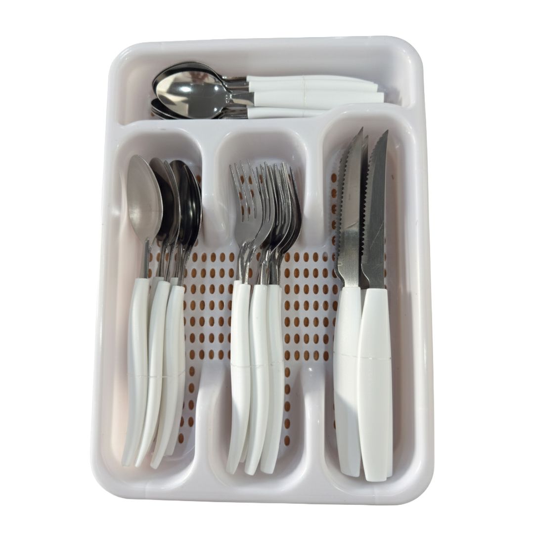 Spoon And  Fork And Knife Set 25 Pcs White