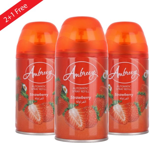 Ambreeze Air Freshener Automatic 250 ml(2+1 Free) Strawberry