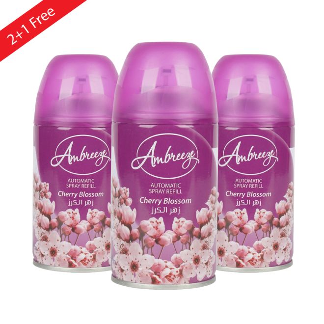 Ambreeze Air Freshener Automatic 250 ml(2+1 Free) Cherry Blossom
