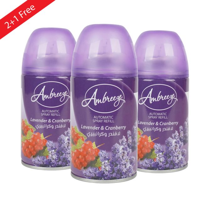 Ambreeze Air Freshener Automatic 250 ml(2+1 Free) Lavender & Carrnberry