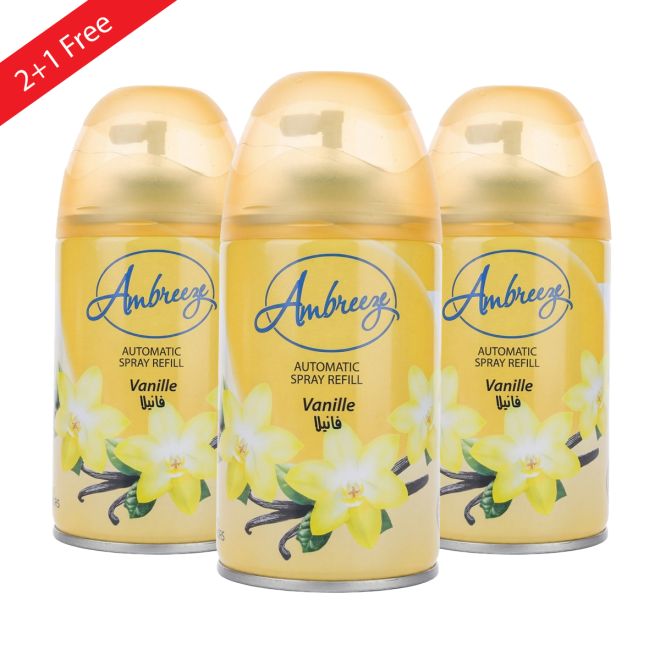 Ambreeze Air Freshener Automatic 250 ml(2+1 Free) Vanilla