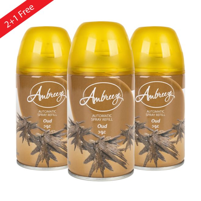 Ambreeze Air Freshener Automatic 250 ml(2+1 Free) Oud
