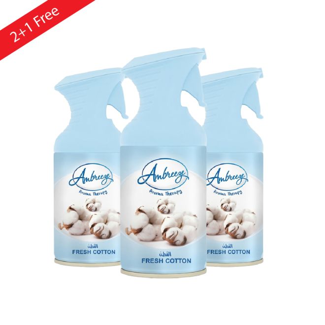 Ambreeze Air Freshener Aroma Therapy 250 ml (2+1 Free) Fresh Cotton