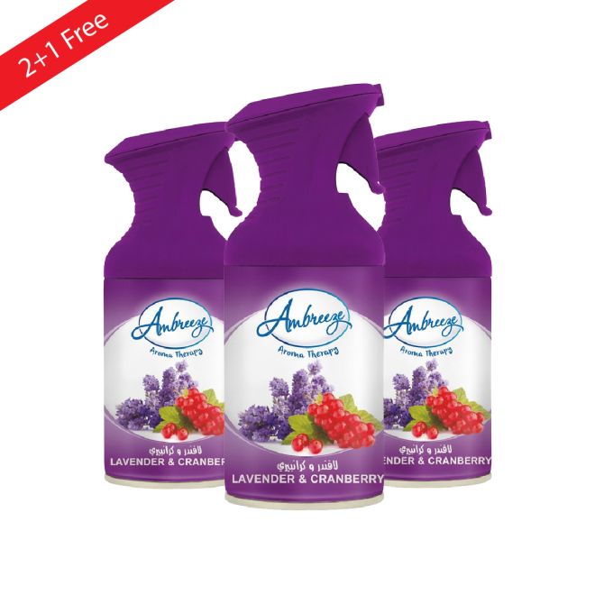 Ambreeze Air Freshener Aroma Therapy 250 ml (2+1 Free) Lavender & Cranberry